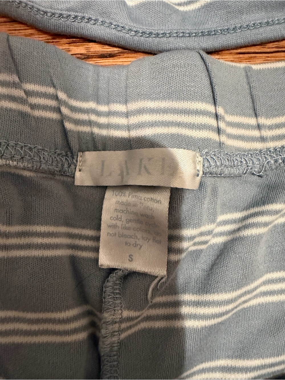 Women's Blue & White Striped Pajama Top and Shorts Set - Picture 3 of 4